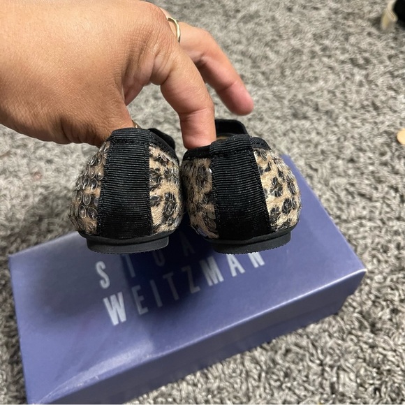 Stuart Weitzman Toddler Girls Shoes Leopard Print Flats with Black Trim Sz 8 - Picture 8 of 9
